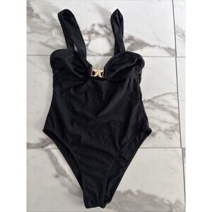 Black One Piece Swimsuit Gold Starfish Hardware Size Small